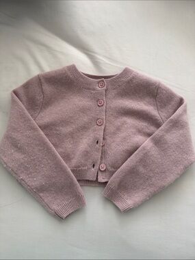 Girls' Cropped Pink Button-Up Cardigan